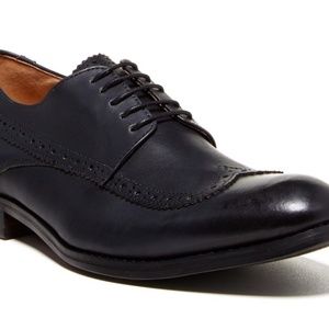 JD FISK Mens Abbott Wingtip Black Leather NEW